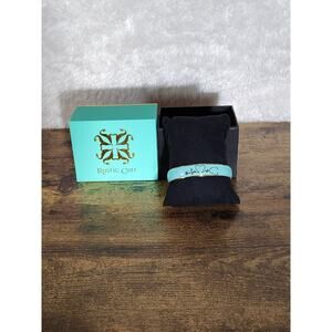 Rustic Cuff Turquoise Heartbeat Bracelet Gold Tone w/ Box